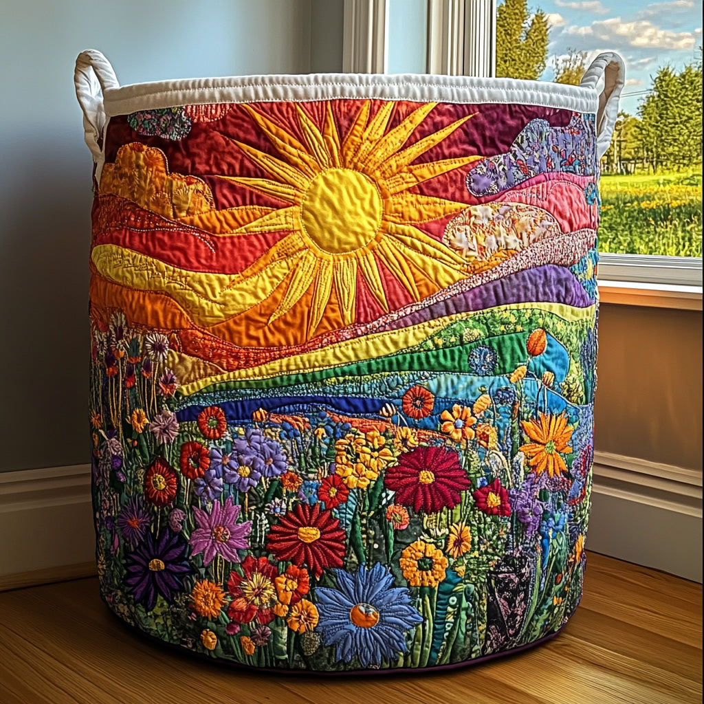 Sun over the Meadow | Quilted Laundry Basket