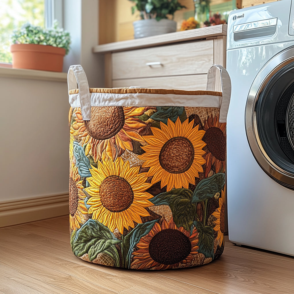 Sunflowers in the Sun | Quilted Laundry Basket