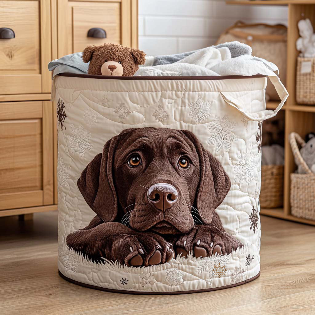 Sweet-Eyed Puppy | Quilted Laundry Basket
