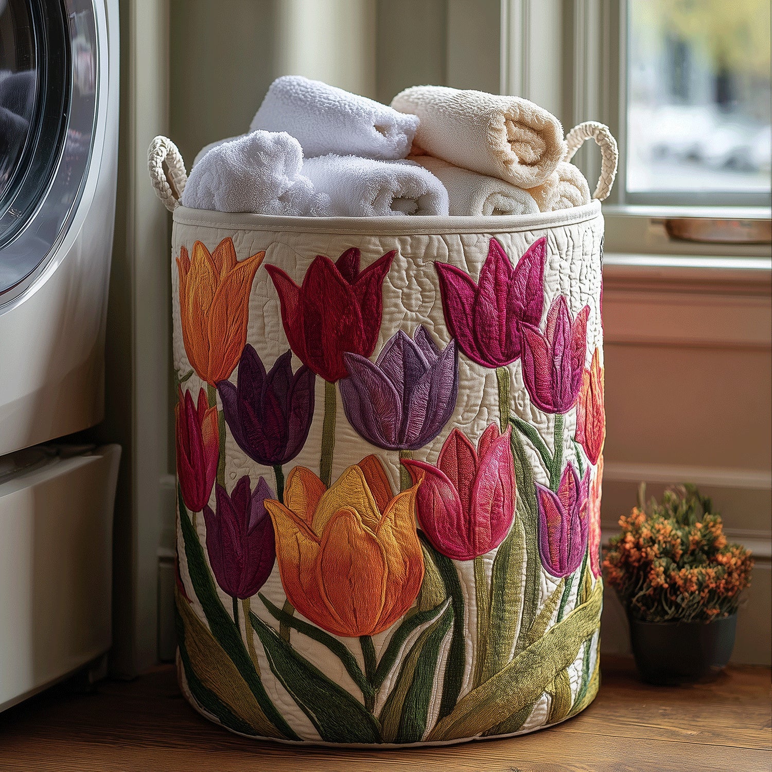 Tulips in Bloom | Quilted Laundry Basket