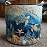 Turtles and Seashells | Quilted Laundry Basket