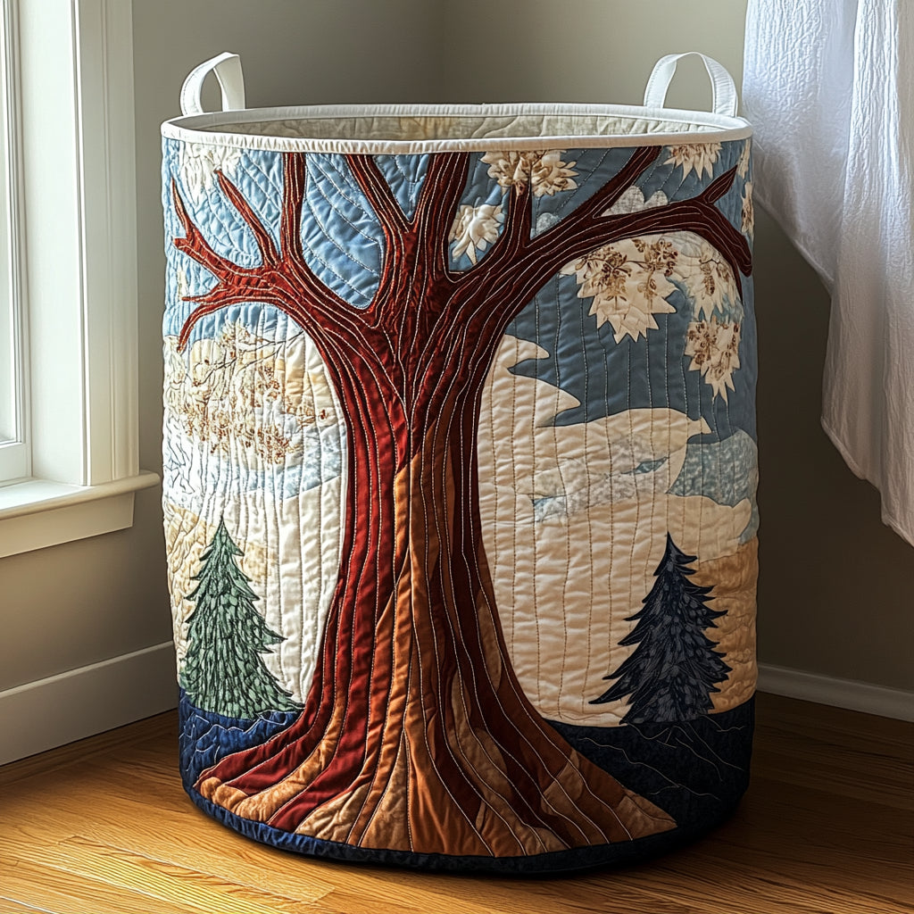 Woodland Tree of Life | Quilted Laundry Basket